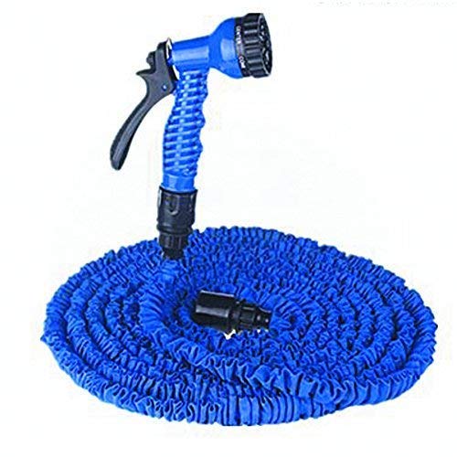 Fortago Magic Hose Pipe Nozzle for Garden Wash Car Bike with Spray Gun and 7 Adjustable Modes Magic Flexible Water Hose Plastic Hoses Pipe with Spray Gun to Watering Washing Cars (Blue)