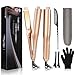 USHOW Flat Iron Hair Curler Hair Straightener 2 in 1 Professional Hair Curling Irons with 1 Inch 3D Concave and Convex Titanium Plate, Adjustable Temp and Dual Voltage for Travel Hair styling