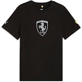 PUMA Mens Scuderia Ferrari Tonal Shield Graphic Crew Neck Short Sleeve Casual Tops Casual - Black