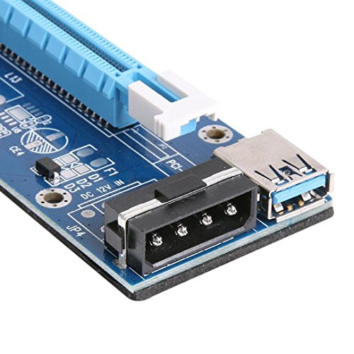 Riser Card Makalon USB3.0 PCI-E PCI Express 1x to 16x Extender Riser Card Adapter SATA Power Cable