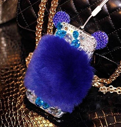 Galaxy S8 Plus Ear Case,Jesiya Luxury 3D Handmade Shiny Crystal Cute 3D Mouse/Bear Ear Warm Rabbit Fur Hair Plush Back Bling Diamond Case Cover for Samsung Galaxy S8 Plus