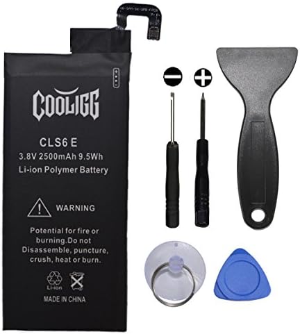 Cooligg 2500mAh 3.8V 9.5 WH Li-Polymer Internal Replacement Battery for Samsung Galaxy S6 Edge with Free Screwdriver Tool Kit EB-BG925ABE 12 Month Warrantly