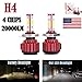 2Pcs H4 LED Headlight Bulbs Conversion Kit 9003/HB2 Car Headlamp 20000LM 6000K Cool White Double Beam DRL Fog Light Replacement - Plug and Play
