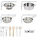 Kidzaro 11 Pcs Pretend Play Kitchen Cookware Set Stainless Steel Pots & Pans Bundle for Kids - Includes Drainer, Utensils & Accessories