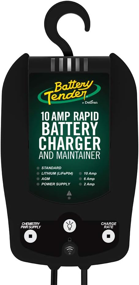 Battery Tender 12V, 10 AMP Rapid Battery Charger: 6A and 2A Selectable Chemistry Battery Charger and Maintainer, Built-In Wi-Fi and Power Supply – 022-0229-DL-WH: Automotive