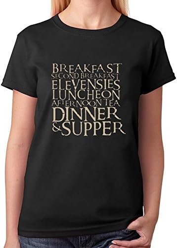 Fangbai Liu Women's 7 Hobbit Meals - Breakfast Second Breakfast Premium Short shirts XL Black