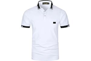 LIUPMWE Elegante Polo Shirts Short Sleeve for Men Classic Plaid Collar Golf Polo T-Shirts