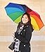 Inverted Rainbow Umbrella - Reverse Folding Non-Drip Design - Compact Travel Umbrella - Large Umbrella with Rainbow Canopy