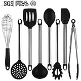 Kitchen Utensil Set, Nonstick Kitchen Set With Spatula And Gadgets, 8 Pieces Silicone Cooking Utensils With Stainless Steel Handle For Cookware Set