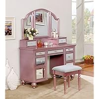 Furniture of America Tracy Rose Gold Vanity with Stool