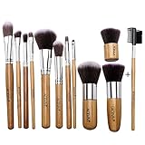 ACEVIVI Professional 12 Piece Makeup Brush Set, Premium Synthetic Kabuki Blending Blush Bamboo Handle with Bag