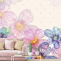 Wall Mural Flowers and Leaves Removable Self-Adhesive Wallpaper Wall Decoration for Bedroom Living Room - 66x96 inches