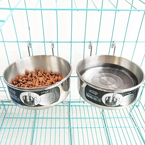 MLCINI Hanging Pet Bowl, Dog Crate Bowl Dog Kennel Bowl 3 Size 2 Pack