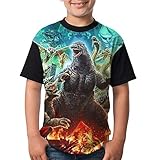 Famous World Youth God-Zilla Tee T Shirt for Teenager Boys Girls Black L