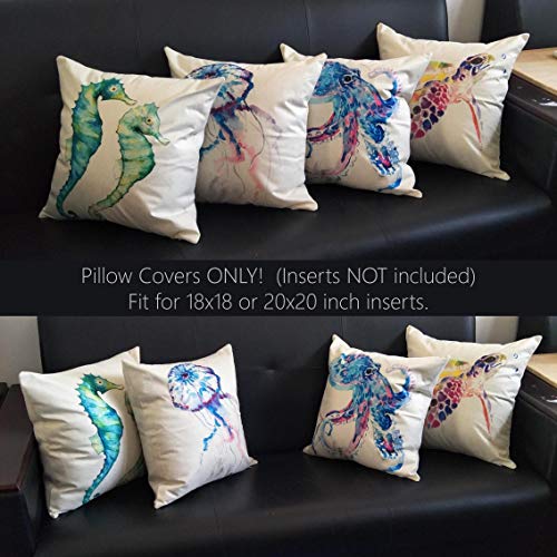 Outdoor Decorative Throw Pillow Cover 18x18 inch, Patio Sea World Turtle Pillow Cushion Cases for Couch, Sofa, Bed…