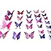 Home Decor 24pcs 3d Fashion Lively Butterfly Wall Sticker with Sponge Gum for Nursery Decoration,Bathroom Decor,Office Decor,3d Wall Art,3d Crafts for Wall Art Kids Room Bedroom,Purple