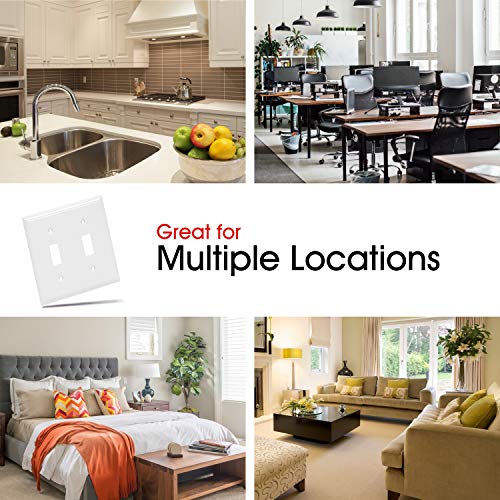 image for Power Gear Double Oversized Wall Plate Cover, 2 Gang, Unbreakable Face