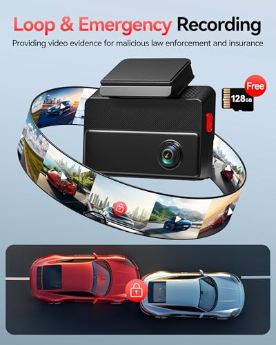REDTIGER 530° 3-Channel Car Dashcam, 2.5K+2.5K+1080P Car Camera with 128GB Card, IR Night Vision, Touch Screen, Front Dashcam, Includes WiFi GPS, 24H Parking Mode