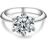 AnuClub 1/2/3/5CT Six Prong Solitaire Moissanite Ring, 925 Sterling Silver Ring, Gift for Wedding, Engagement And Anniversary With Certificate