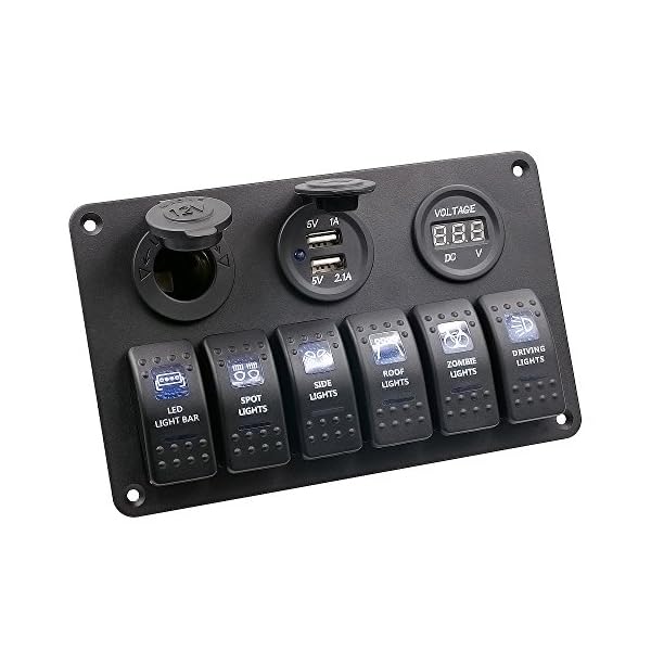 BlueFire-Waterproof-6-Gang-Waterproof-Car-Auto-Boat-Marine-LED-Rocker-Switch-Panel-Circuit-Breakers-Digital-Voltmeter-12V-Cigarette-Socket-Double-USB-Power-Charger-Adapter BlueFire-Waterproof-6-Gang-Waterproof-Car-Auto-Boat-Marine-LED-Rocker-Switch-Panel-Circuit-Breakers-Digital-Voltmeter-12V-Cigarette-Socket-Double-USB-Power-Charger-Adapter