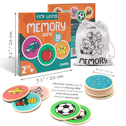 Cottify Wooden Memory Game for Toddlers 24 Years, Toddler Memory Game
