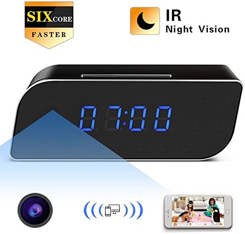 HD 1080P WIFI Alarm Clock Hidden Camera Wireless Spy Nanny Cam with IR Night Vision, Motion Detection, 160 Degrees for Home Security, Baby Pet Monitor.