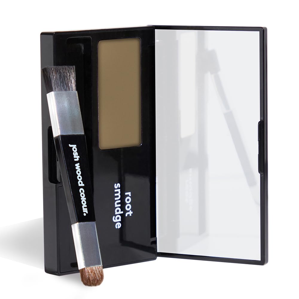 Josh Wood Colour Root Smudge Dark Blonde with Two-Ended Brush and Mirrored Compact, Weightless Satin Powder, Non-Greasy Formula, Non-Dye Alternative for Temporary Grey Hair Coverage