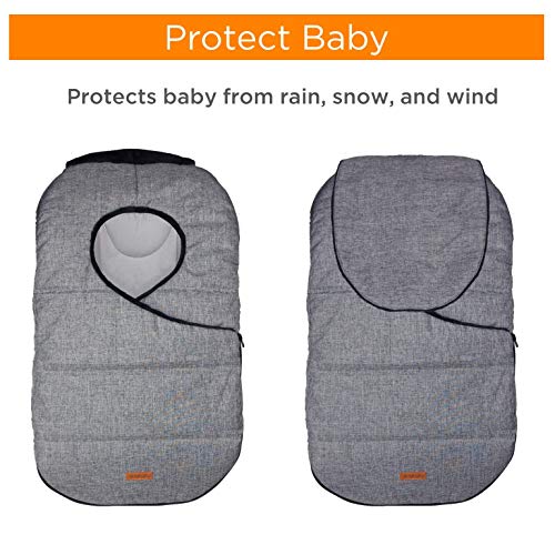 liuliuby Infant Car Seat Cover - Weatherproof Bunting Bag & Blanket - Keeps Baby Warm and Protected Against Cold Weather - Universal Fit - 2019 New Launch (Heather Gray)