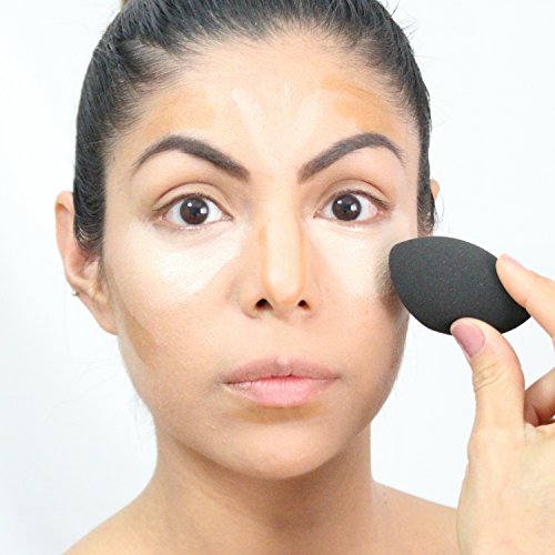 Pro Contour Makeup Sponge Blender: Black Foundation Sponge 1 pc - Latex Free Makeup Sponges for Stippling Foundation, Highlighting, Contouring with Liquid, Creams, Powder Cosmetics