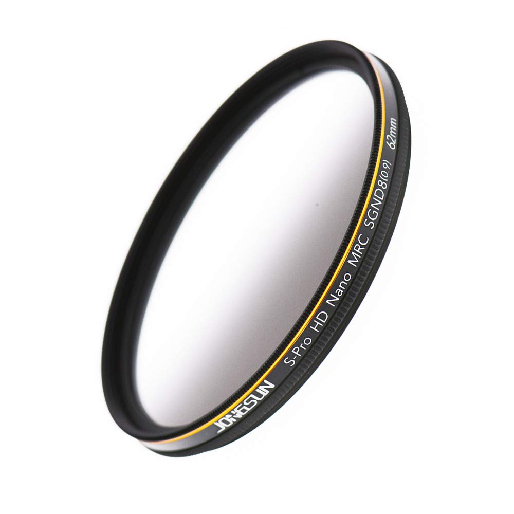 JONGSUN 62mm ND Filter, Color Soft Graduated Gray Neutral Density Filter, 18 Layer Multi-Coated, Optical Glass Schott B270, CSGND8 (0.9) 3-Stop