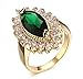 Womens Gold Plated Copper Marquise Shape Green Cubic Zirconia Ring for Wedding Promise Engagement size :8