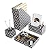Gray Desk Sets and Accessories for Women - 4 Piece Set - Mail Sorter, Desk Organizer Tray, Pen Cup, Magazine File Holder - Girly Desk Accessories