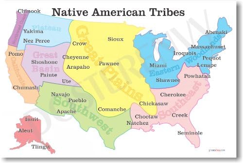native american tribes map Native American Tribes Map Us History Classroom School Poster native american tribes map