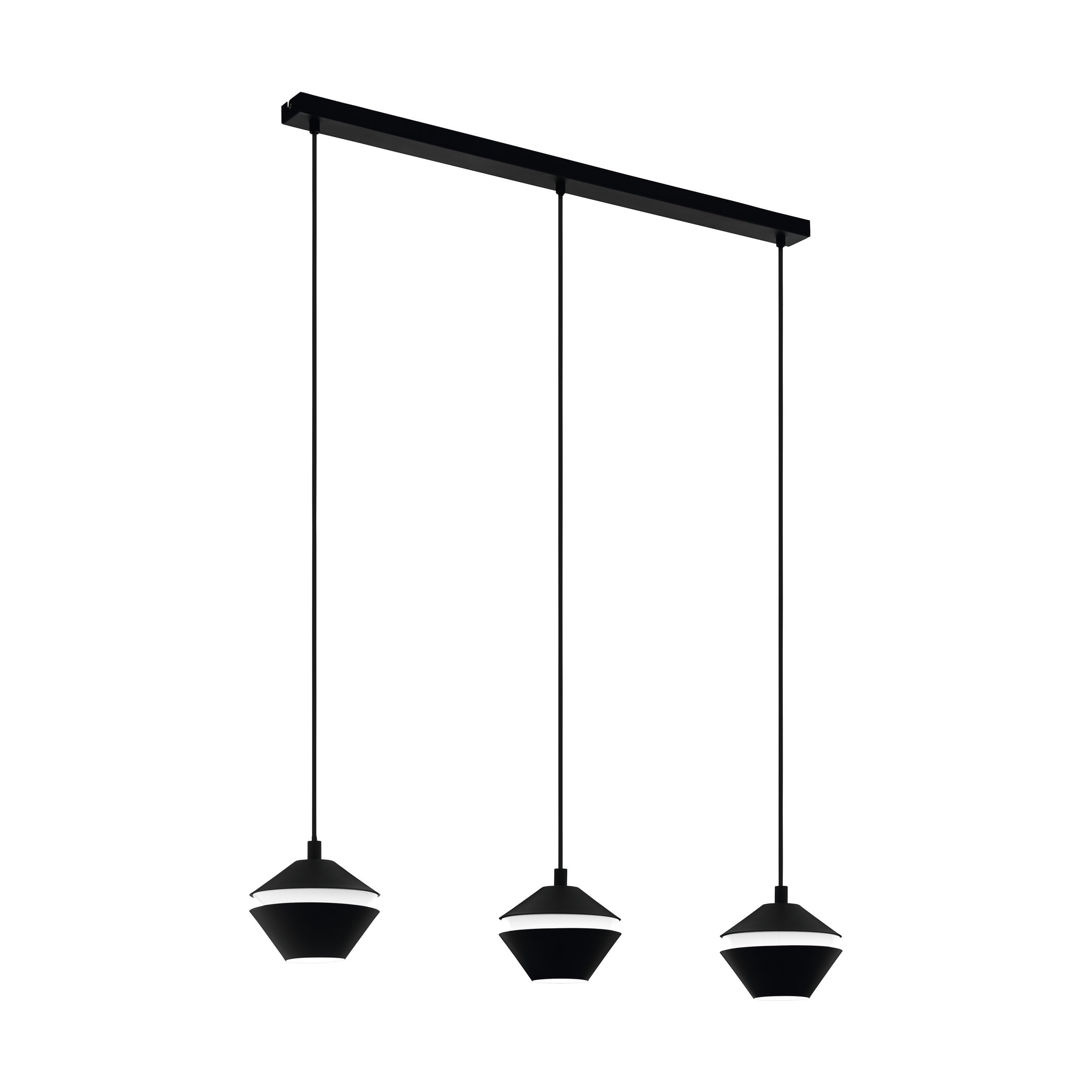 Eglo Pendant Light Perpigo, 3-Light Hanging Lamp, Steel Suspension Lamp in Black, Dining Table Light, Living Room Hanging Lamp with GU10 Socket, L 92.5 cm