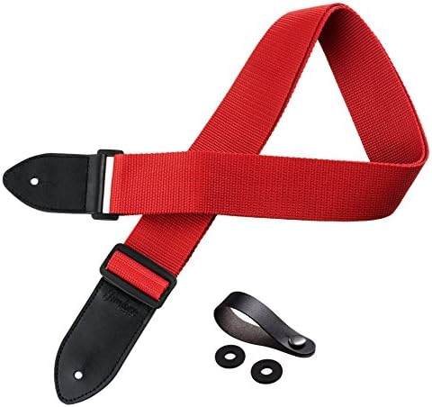 TimbreGear Guitar Strap Set for Acoustic or Electric Guitar INCLUDES STRAP BUTTON AND STRAP LOCKS (red)