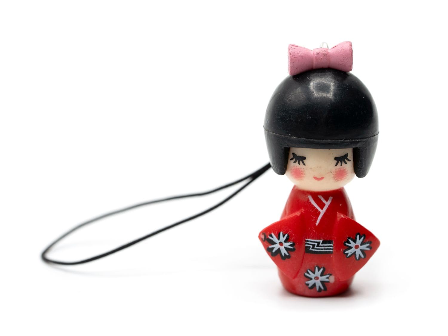 Miniblings Doll Geisha Asia Mobile Cell Phone Charm Red Kokeshi