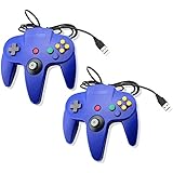 Blue Bundle Nintendo 64 Classic USB Game Wired Controller Joypad Gaming- Compatible with PC and MAC by Mario Retro Dual Pack Blue
