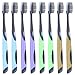 8 Pack Charcoal Toothbrushes, Soft Bristle Tooth Brushes for Adults With Covers, Remove Plaque, Bacteria & Stains, Work Well with Charcoal Toothpaste & Teeth Whitening Powder (Colors Vary)