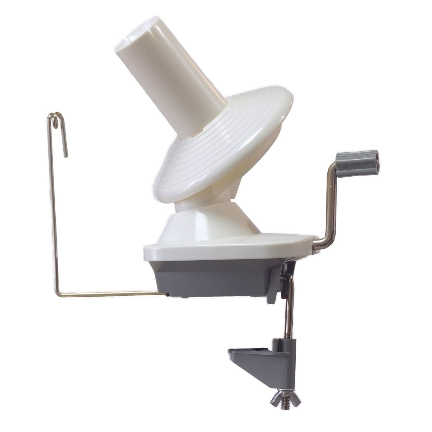 DARUMA Wool Winder Type 2 Knitting Tools - Hand Operated Yarn Ball Winder- White and Gray