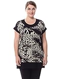 Chicwe Women's Short Sleeves Animal Printed Plus Size Tunic Top with Contrast Neck Cuff US12-28