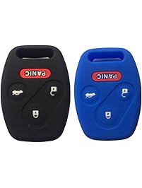Black and Blue Silicone Rubber Keyless Entry Remote Key Fob Case Skin Cover Protector for Honda 3+1 Buttons