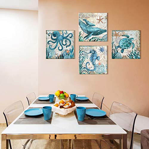 Beach Bathroom Decor Wall Art Ocean Decor Sea Turtle Wall Art Nautical