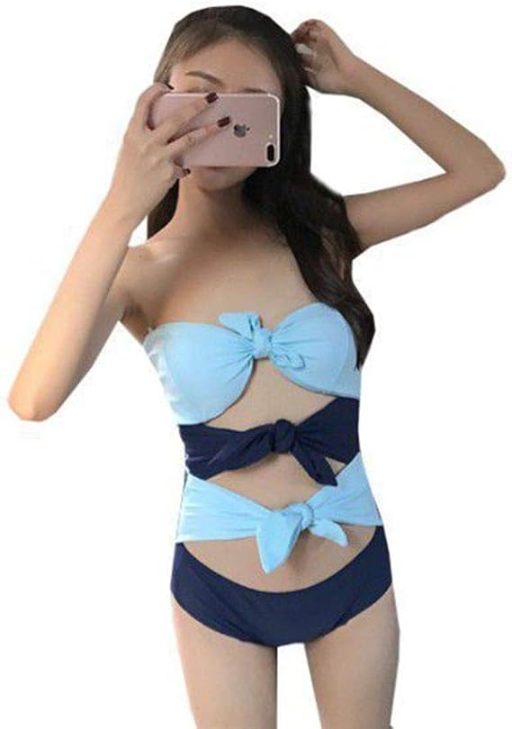 Amazon レディース 水着 ワンピース水着 無地 胸元 リボン レトロ 夏 Xl ワンピース 通販