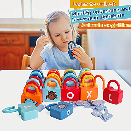 Huace ABC Kids Learning Lock Alphabet Set with 26 Locks and 26 Keys for