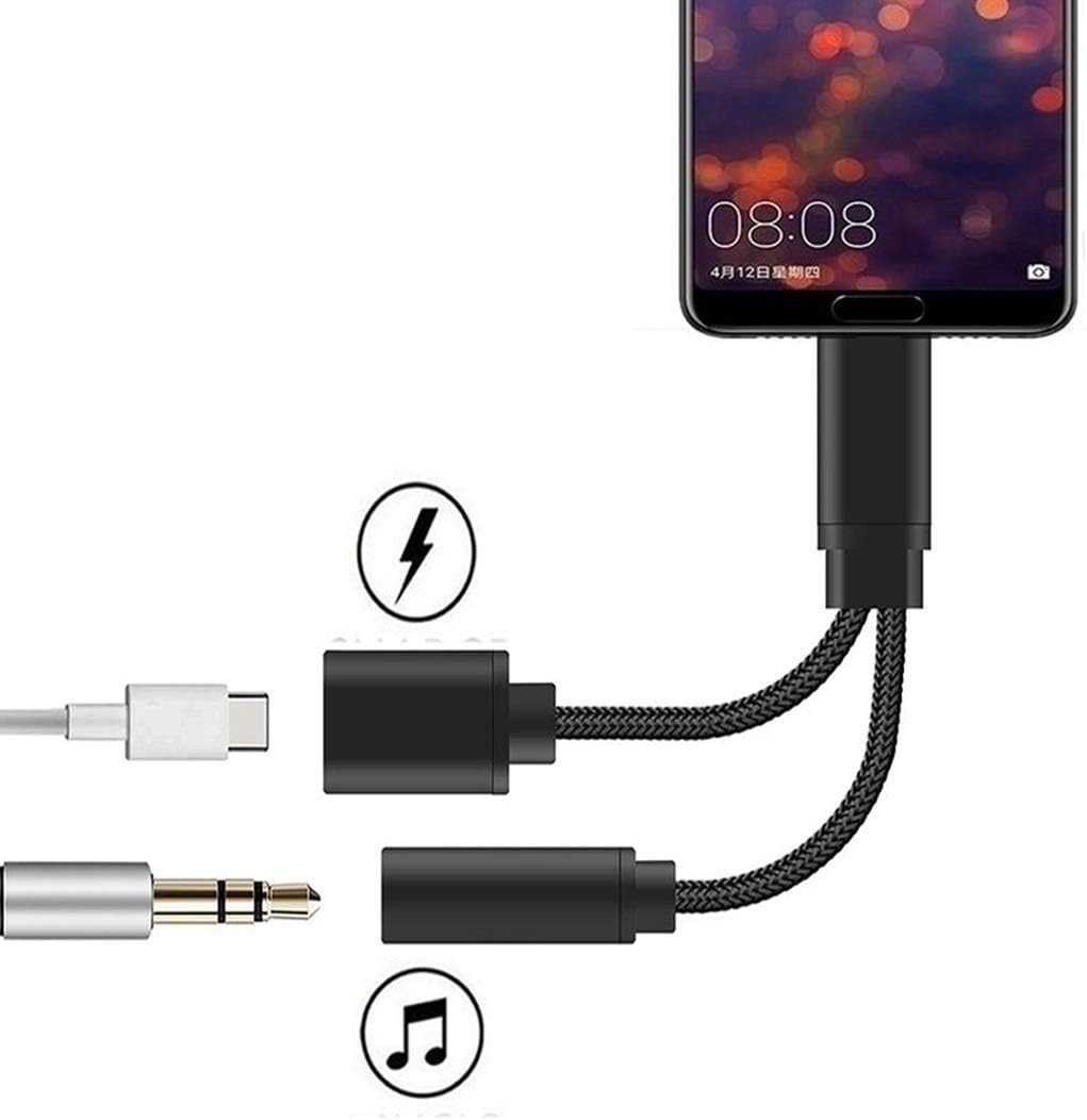 USB Type C Audio Adapter, AD ADTRIP Type C to 3.5mm Headphone Adapter Compatible for OnePlus 6T/7T, OnePlus 7 Pro, Huawei Mate 10 Pro/Mate 20 Pro/Huawei P20/P30 Pro, Mi 8/Mi 9