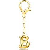 VICKHU Gold Plated Bubble Initial Letter Cute Keychain for Women Car Key Purse Decorative Keyring Handbag Charms Fashion
