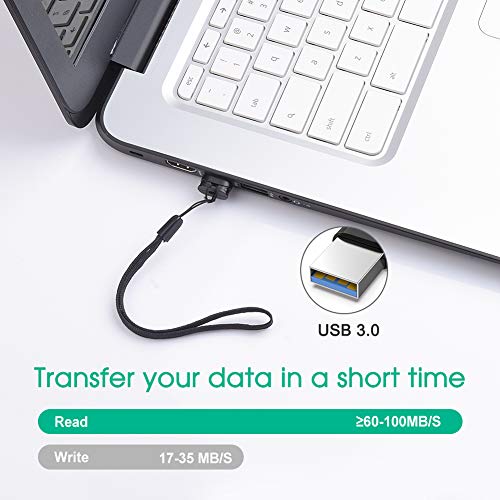 Chiavetta USB 3.0 128 GB ad Alta Velocità Fino a 80 MB/s in Lettura, Vansuny Mini Chiavette USB 128GB Memoria Esterna USB Flash Drive Memoria Stick con Cordino Portatile per Desktop, Laptop, PC, Nero