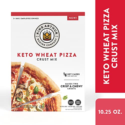 KING ARTHUR KETO PIZZA CRUST MIX: LOW CARB DELIGHT WITH 1G NET CARBS PER SERVING – EASY TO MAKE, CRISP & CHEWY 10.25 OZ MIX FOR TWO 12 IN CRUSTS – PERFECT FOR KETO PIZZA LOVERS