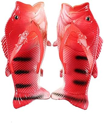 Creative Women Fish Sandals Women Handmade Fish Slippers Beach Flip Flops Slides (7-8 US/24cm-24.5cm, Red)