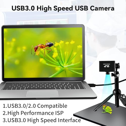 ELP Caméra 4K USB 3.0 2160p @ 60fps Webcam haute vitesse avec objectif 90° sans distorsion, caméra de sécurité industrielle avec port de type C, caméra de conférence d'ordinateur UVC pour Raspberry Pi